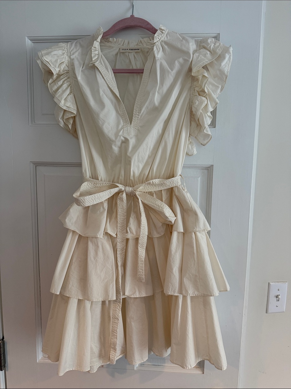 Ulla Johnson Cream Tiered Ruffle Mini Dress - Picture 2 of 4